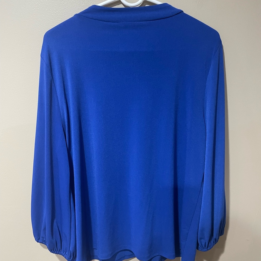 Adrianna Papell Cobalt Blue Ruffle Blouse - Picture 2 of 9